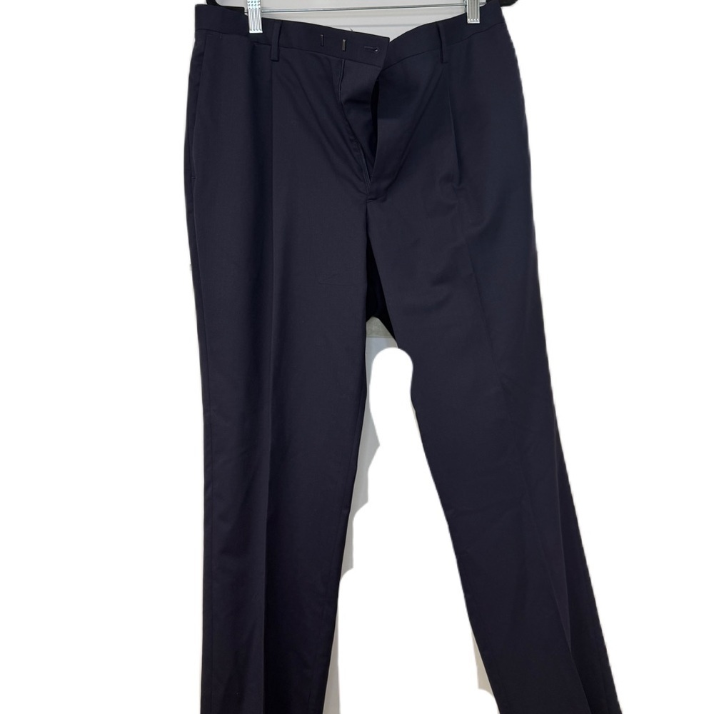 Perry Ellis Portfolio Black striped Dress Pants with Flat Front and Straight Leg